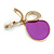 Purple Enamel Crystal Teardrop Clip On Earrings in Gold Tone - 40mm L - view 4