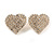 Romantic Pave Set Clear Crystal Heart Stud Earrings in Gold Tone - 25mm Tall - view 2