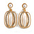O-Shape Crystal Pearl Bead Drop Clip On Earrings in Gold Tone - 35mm L - view 2