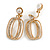 O-Shape Crystal Pearl Bead Drop Clip On Earrings in Gold Tone - 35mm L