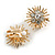 Clear Crystal Assymetric Star Clip On Earrings in Gold Tone - 22mm Across - view 4