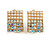 Faux Pearl AB Crystal Square Clip On Earrings in Gold Tone - 17mm Tall