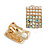 Faux Pearl AB Crystal Square Clip On Earrings in Gold Tone - 17mm Tall - view 4