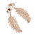 Clear Crystal Lightweight Feather Drop Earrings in Rose Gold Tone - 50mm L - view 2