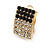 Black/Clear Crystal Square Clip On Earrings in Gold Tone - 17mm Tall - view 5