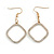 Clear Crystal Open Square Drop Earrings in Gold Tone - 50mm Long