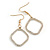 Clear Crystal Open Square Drop Earrings in Gold Tone - 50mm Long - view 2