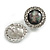 Round Clear Crystal Cat's Eye Stone Clip On Earrings in Silver Tone - 23mm Diameter - view 4