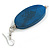 Blue Wood Oval Drop Earrings - 70mm L - view 5