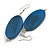 Blue Wood Oval Drop Earrings - 70mm L - view 6