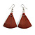 Brown Painted Wood Fan Shape Drop Earrings - 55mm L - view 2