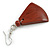 Brown Painted Wood Fan Shape Drop Earrings - 55mm L - view 4