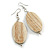 White Washed Wood Oval Drop Earrings - 70mm L - view 5