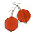 30mm Antique Orange Painted Wood Coin Drop Earrings - 60mm L - view 4