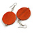 30mm Antique Orange Painted Wood Coin Drop Earrings - 60mm L - view 6
