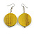 30mm Antique Yellow Painted Wood Coin Drop Earrings - 60mm L - view 2