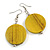 30mm Antique Yellow Painted Wood Coin Drop Earrings - 60mm L