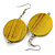 30mm Antique Yellow Painted Wood Coin Drop Earrings - 60mm L - view 5