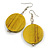 30mm Antique Yellow Painted Wood Coin Drop Earrings - 60mm L - view 6