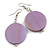 30mm Lilac Purple Washed Wood Coin Drop Earrings - 60mm - view 2