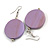 30mm Lilac Purple Washed Wood Coin Drop Earrings - 60mm - view 5