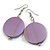 30mm Lilac Purple Washed Wood Coin Drop Earrings - 60mm - view 6