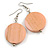 30mm Dusty Pink Painted Wood Coin Drop Earrings - 60mm L - view 2