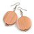 30mm Dusty Pink Painted Wood Coin Drop Earrings - 60mm L - view 6