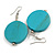 30mm Turquoise Washed Wood Coin Drop Earrings - 60mm - view 6