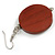 30mm Brown Painted Wood Coin Drop Earrings - 60mm L - view 4