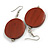 30mm Brown Painted Wood Coin Drop Earrings - 60mm L - view 5