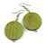 30mm Lime Green Painted Wood Coin Drop Earrings - 60mm L - view 4