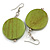 30mm Lime Green Painted Wood Coin Drop Earrings - 60mm L - view 2