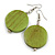 30mm Lime Green Painted Wood Coin Drop Earrings - 60mm L - view 6