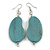 Lucky Beans Turquoise Coloured Painted Wooden Drop Earrings - 65mm Long