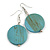 30mm Light Blue Washed Wood Coin Drop Earrings - 60mm L - view 2