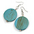 30mm Light Blue Washed Wood Coin Drop Earrings - 60mm L - view 6