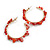 40mm/ Coral Red Stone Hoop Earrings in Gold Tone/ Medium - view 2