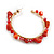 40mm/ Coral Red Stone Hoop Earrings in Gold Tone/ Medium - view 5