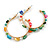 40mm/ Multicoloured Semiprecious Stone Hoop Earrings in Gold Tone/ Medium