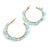 40mm/ Light Blue Stone Hoop Earrings in Gold Tone/ Medium - view 4