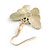Pink/White Enamel Butterfly Drop Earrings in Gold Tone - 40mm Long - view 5