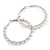 Large Twisted Hoop Earrings with Faux Pearl Bead Element in Silver Tone/ 50mm Diameter - view 2