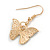 Small Butterfly Drop Earrings in Gold Tone (Blue/Black Colours) - 35mm L - view 4