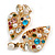 Multicoloured Crystal Heart Clip On Earrings in Gold Tone - 40mm Tall - view 6