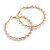 Large Twisted Hoop Earrings with Faux Pearl Bead Element in Gold Tone/ 50mm Diameter - view 2