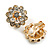 Crystal Layered Flower Clip On Earrings in Gold Tone Metal - 20mm D - view 4