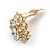 Crystal Layered Flower Clip On Earrings in Gold Tone Metal - 20mm D - view 7