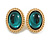 Statement Oval Green Glass Stud Earrings in Gold Tone - 25mm Tall