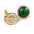 17mm D/ Green Enamel Round Dome Shape Stud Earrings in Gold Tone - view 4